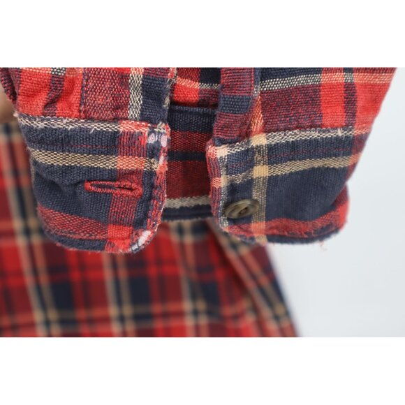 Vintage Abercrombie & Fitch Mens XXL Red & Navy Authentic Chamois Plaid Shirt - Picture 8 of 13